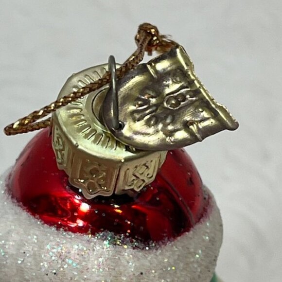 VTG Snowman Hand Blown Glass Glitter Christmas Tree Ornament 2"x3.25" - Picture 7 of 10